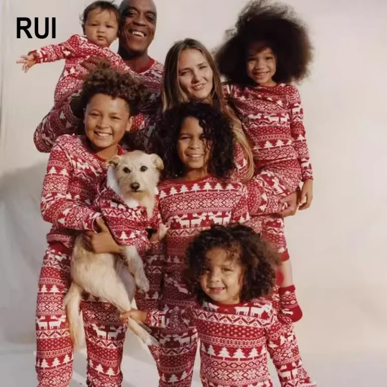 CHINEE-Family-Christmas-Pajamas-Set-Casual-Woven-Father-Mother-Dog-Family-Matching-Sleepwear