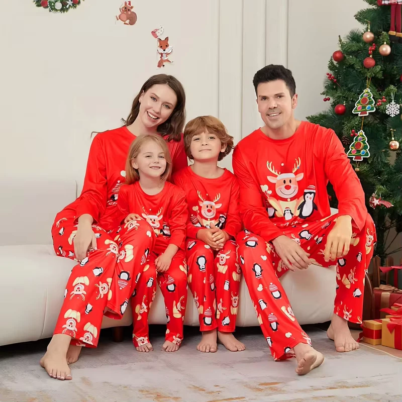CHINEE Family Christmas Pajamas Set Fashion Print Father Mother Kids Dog Family Matching Clothes Outfits Family Sleepwear