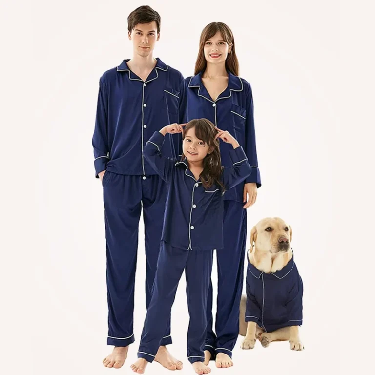 CHINEE-Family-Dad-Pajama-Mommy-and-Me-Matching-Pajamas-Bamboo-Sleepwear-Long-Piping-Kids-Children-Loungewear-Sets