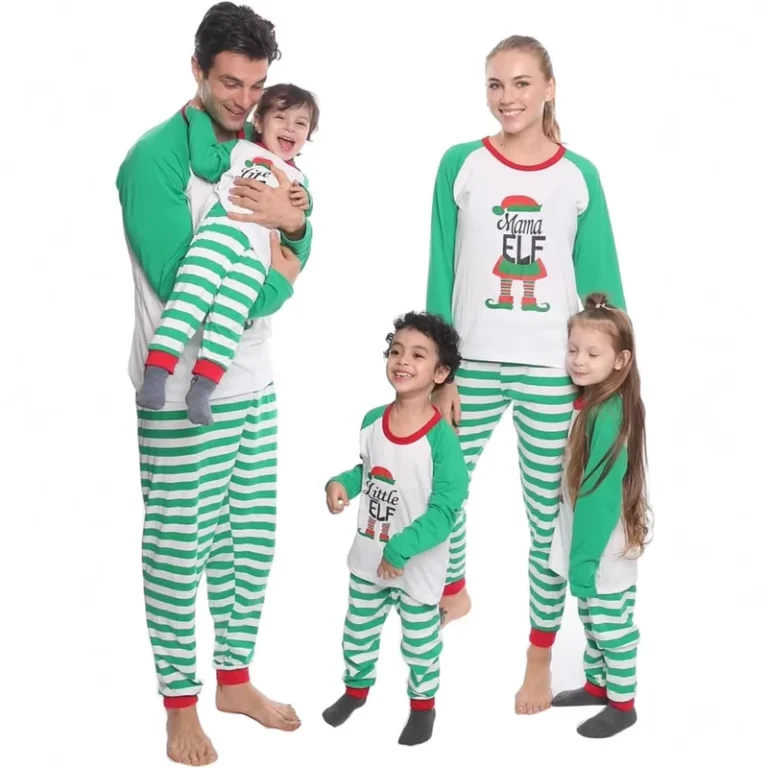 CHINEE-Family-Matching-Christmas-Knitted-Pajamas-Set-with-Front-Logo-Festive-Holiday-Sleepwear-Elf-Printed-for-Gift