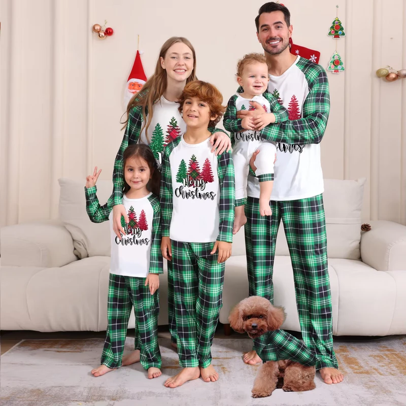 CHINEE Family Matching Christmas Pajamas Sets Elegant Casual Sleepwear for Holiday Gatherings Cozy Moments