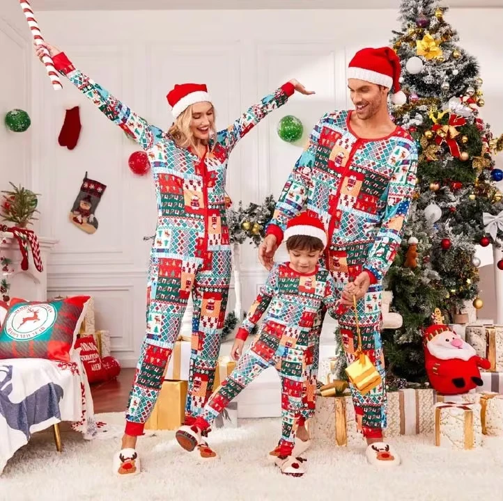 CHINEE Family Matching OEM ODM Bamboo Christmas Pajamas Clothing Manufacturers Kids Adult Soft X'mas Sleepwear Set Home Wear