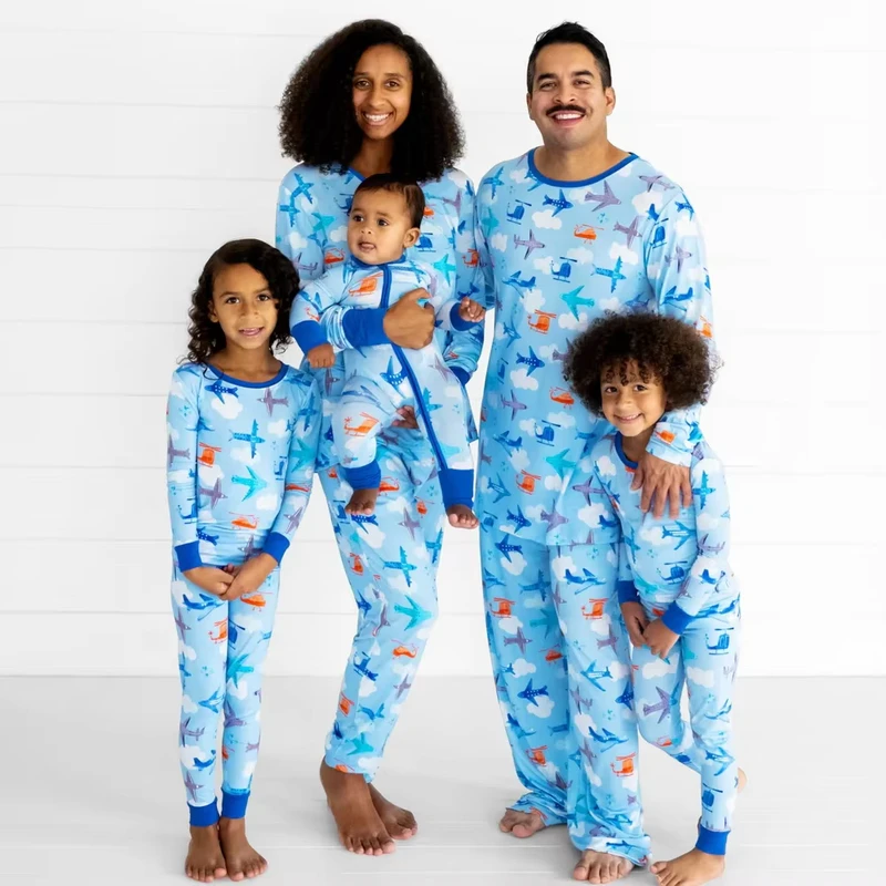CHINEE Family Matching Spring Summer Clothing Knitted Bamboo Pajamas Women Loungewear Home Wear Sets Knitted Men's Sleepwear