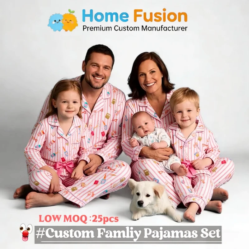 CHINEE Family One Stop Matching Matching Pajamas Set High Quality Spandex Bamboo Fiber Family Pajamas Set for Daily Wear