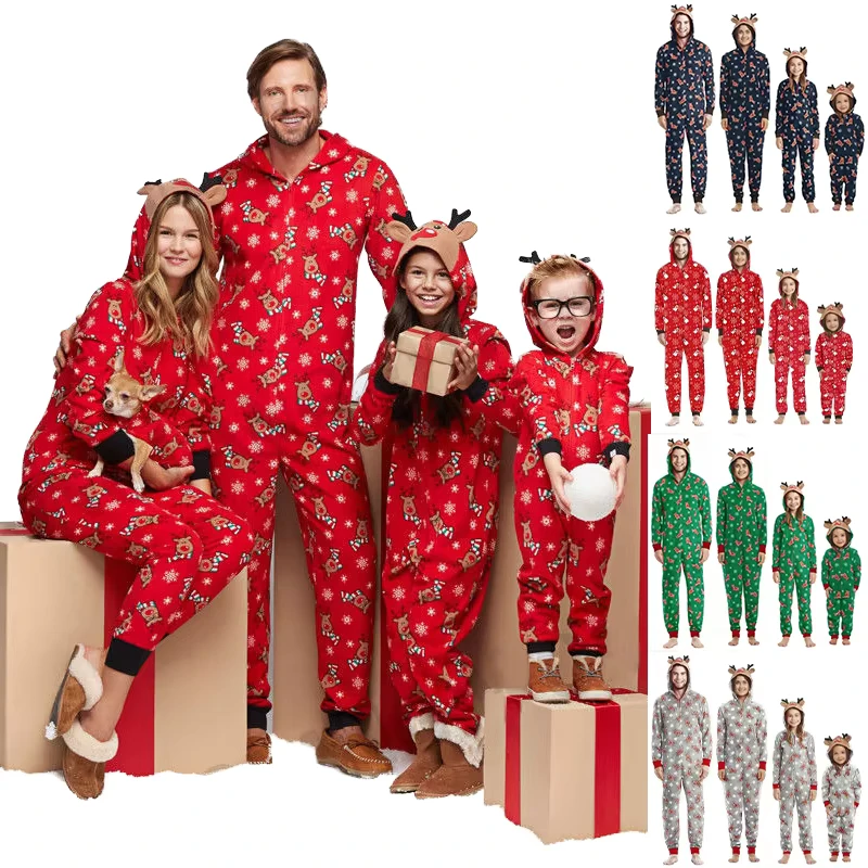 CHINEE Family Pajamas Jumpsuit Bodysuit Personal Suit Matching Sets Christmas Pajamas Reindeer Family Christmas Pajamas