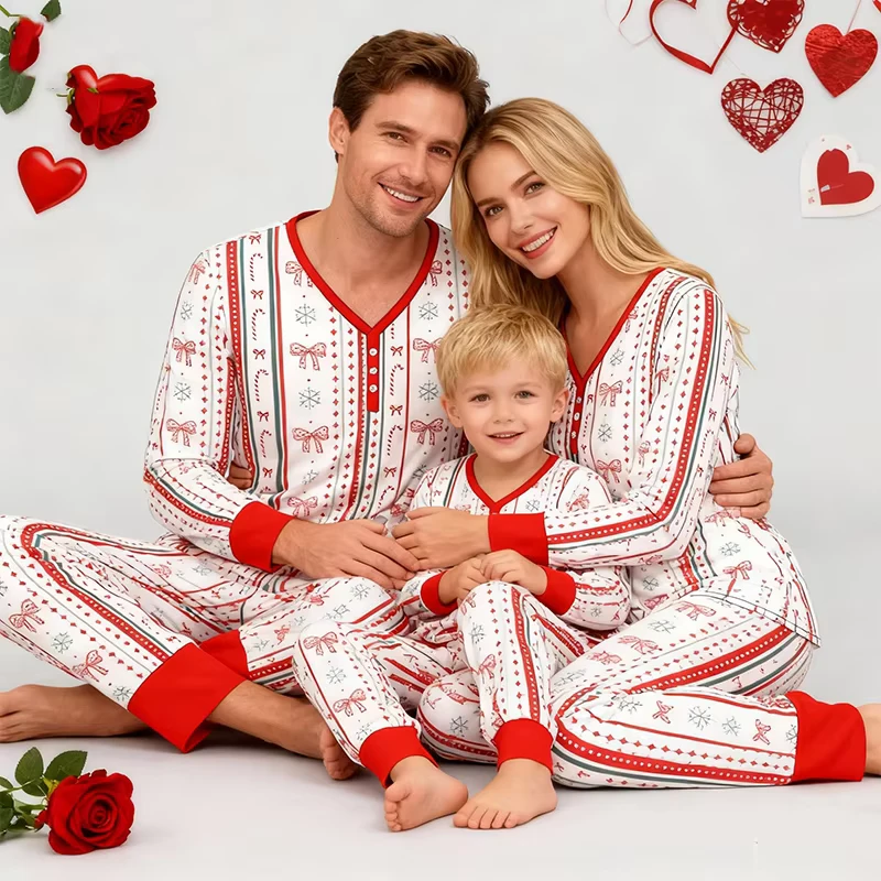CHINEE Family Woman Christmas Pajamas Maternity Family Matching Christmas Outfits Bamboo Mom Pajamas and Kids Pajama Set