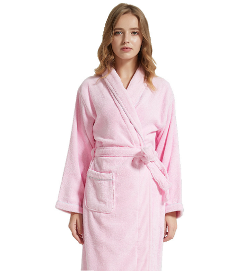 CHINEE Fashion Custom 100% Cotton Terry Cloth Pink Bathrobe Towel