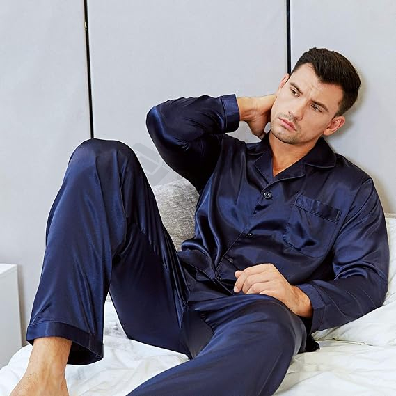 CHINEE Fashion Men's Robe Sets 100% Pure Silk Fleece Print Plus Size Sleepwear