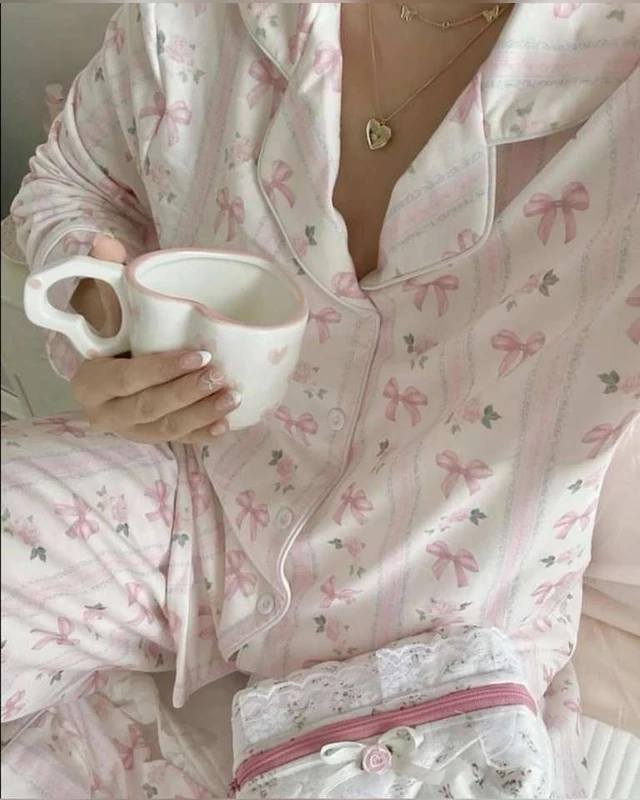 CHINEE Fashion Womens Pajamas for Women Custom Casual Breathable Thermal Comfortable Night Wear with Long Sleeve Tops