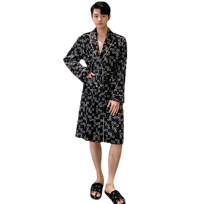 CHINEE Fashionable Polyester Robe Chic Longue Men Sexy Cozy Pajamas Sleepwear