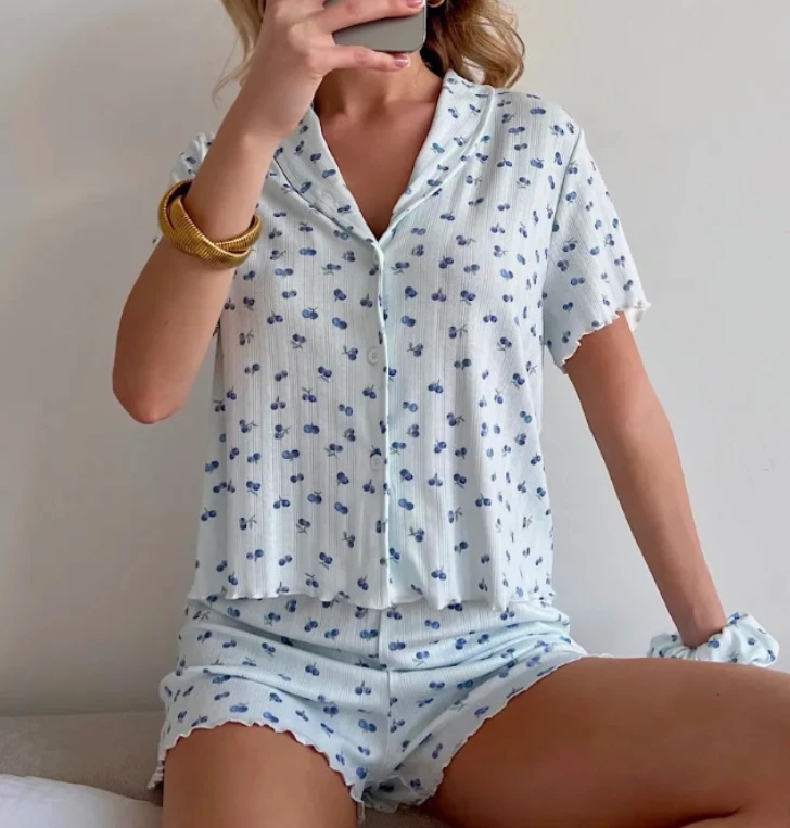 CHINEE Fashionable Short Sleeved Shorts Summer 2 Pieces Sleepwear Super Soft Cozy Home Wear Pajamas for Women Customized