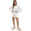 CHINEE Female Casual Home Suits Long Sleeve With Shorts Women Pajama Set Factory Knitted Sleepwear for Women Home Clothing