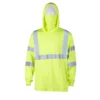 CHINEE Fishing Hoodie Class 3 Fluorescent UPF 50+ Sun Protection Long Sleeve Reflective Safety Shirts Breathable with Face Mask