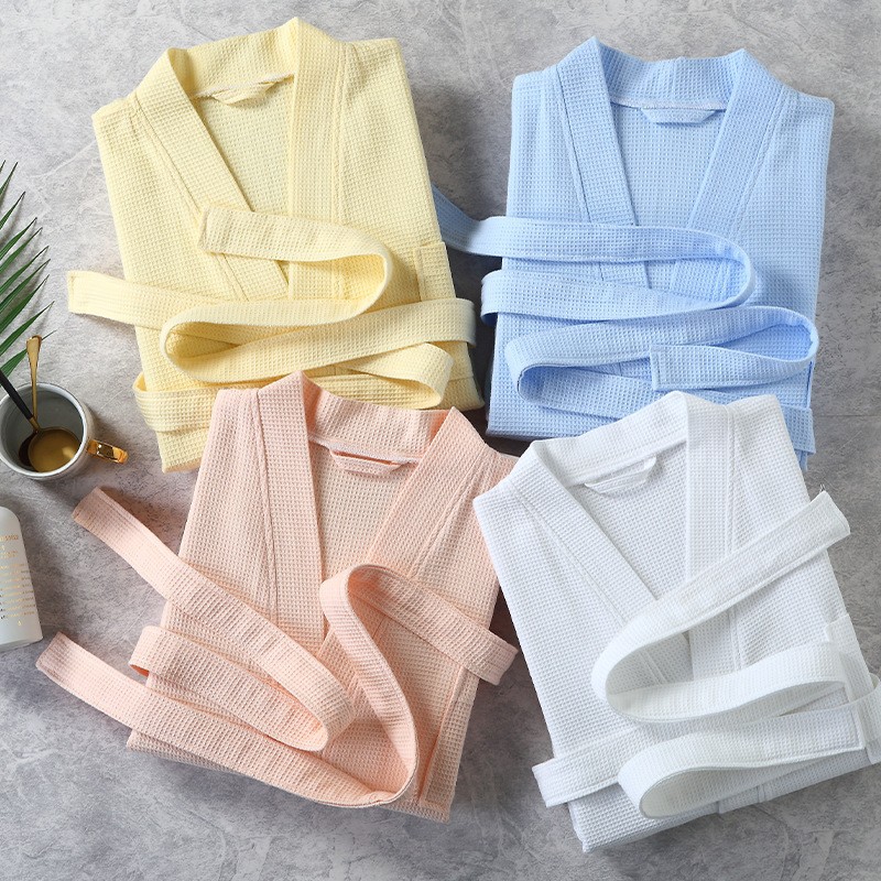 CHINEE Five star Hotel grade Luxurious Pure Cotton Waffle weave Edge Wrapping Bathrobes All season Custom Logo Options For