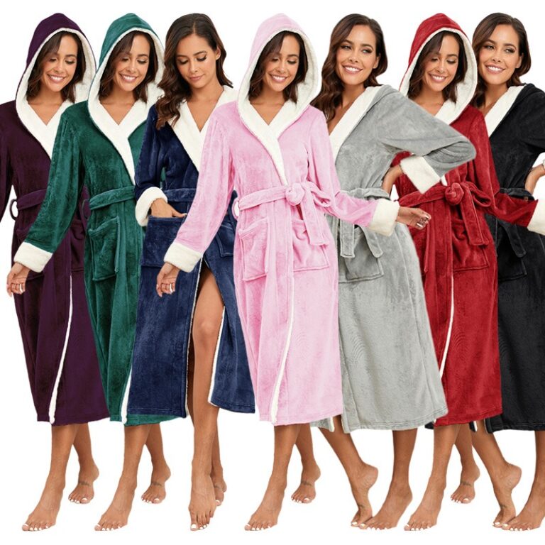 CHINEE-Fleece-Bathrobe-Robe-Sleepwear-Hooded-Custom-Polyester-Flannel-Ladies-Sherpa-Dressing-Gown-for-Women