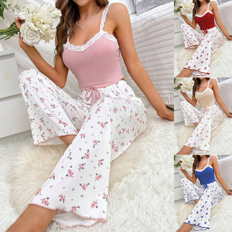 CHINEE-Floral-Camisole-Pajamas-for-Women-Summer-Home-Wear-High-End-Lace-Sexy-Floral-Two-Piece-Set-1