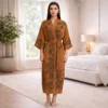 CHINEE Floral Satin Kimono Robe for Gift Long Sleeve Luxury Sleep Robe With Belt for Women