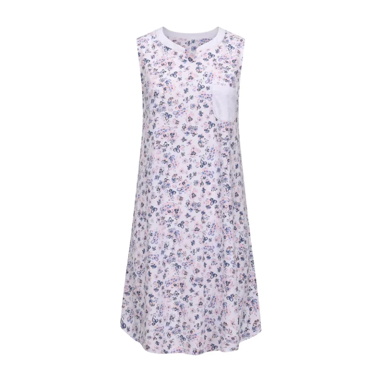 CHINEE-Floral-Womens-Breathable-Night-Dress-Sweat-absorbent-Sleeveless-Nightgowns-Summer-V-neck-Long-Dress