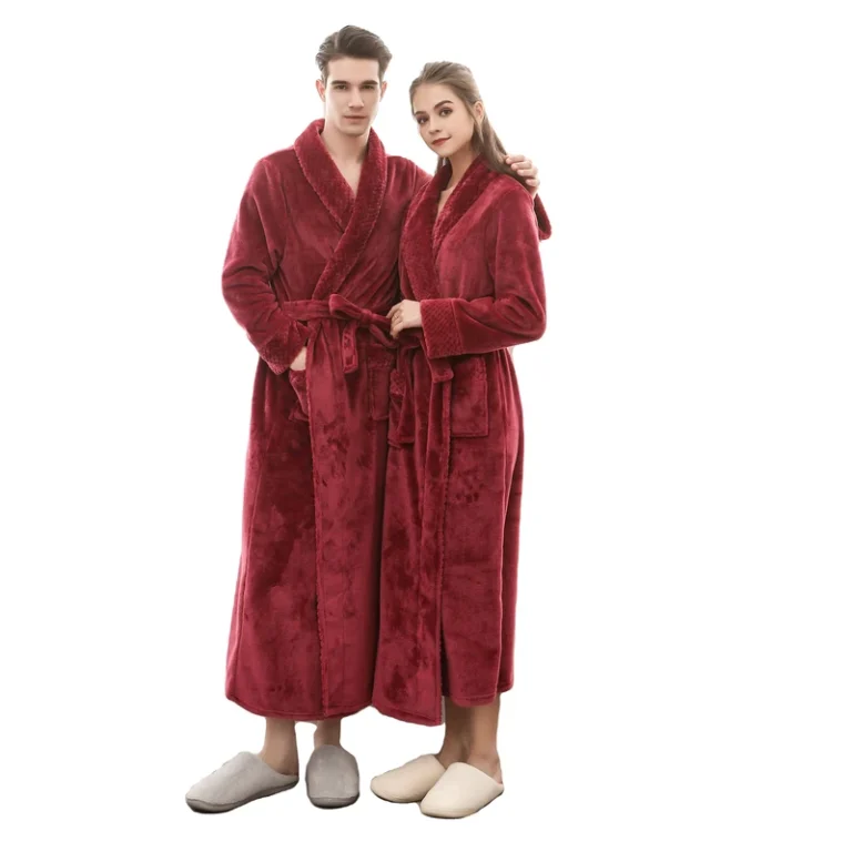 CHINEE-Fluffy-Thick-Microfibre-Flannel-Velvet-Bath-Towel-Bathrobe-Sleep-Robes-for-Lady-Shawl-Collar-Coral-Fleece-Bath-Robe