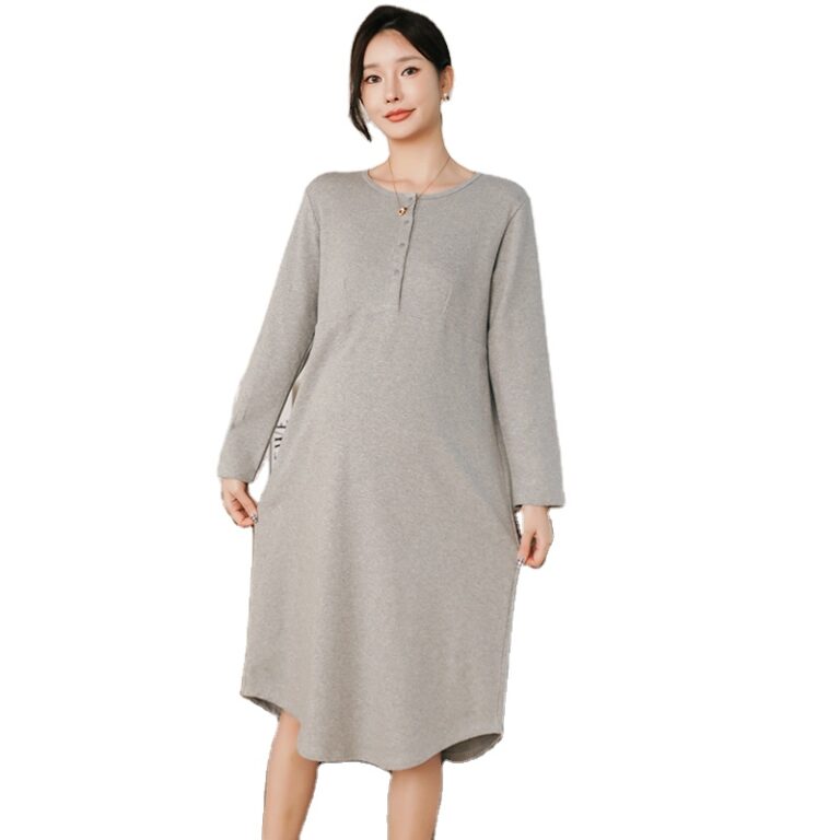 CHINEE-Four-Seasons-Cotton-Nursing-Pajamas-Bra-Free-Nightdress-for-Postpartum-Expectant-Maternity-Home-Dress-for-Maternity-Room