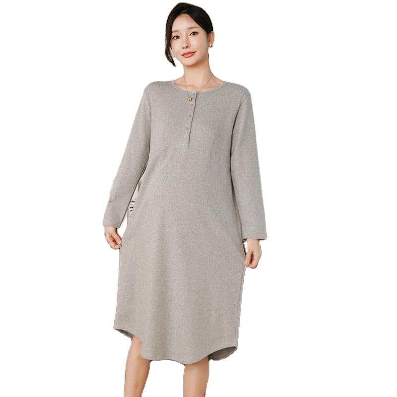 CHINEE Four Seasons Cotton Nursing Pajamas Bra Free Nightdress for Postpartum & Expectant Maternity Home Dress for Maternity Room