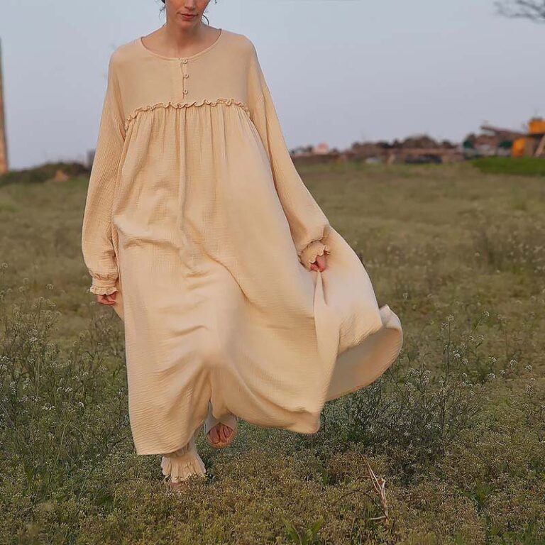 CHINEE-French-Court-Nightdress-Womens-Long-Sleeve-Dress-V-neck-Plus-Size-Loose-Retro-Cotton-Thin-Princess-Nightgown