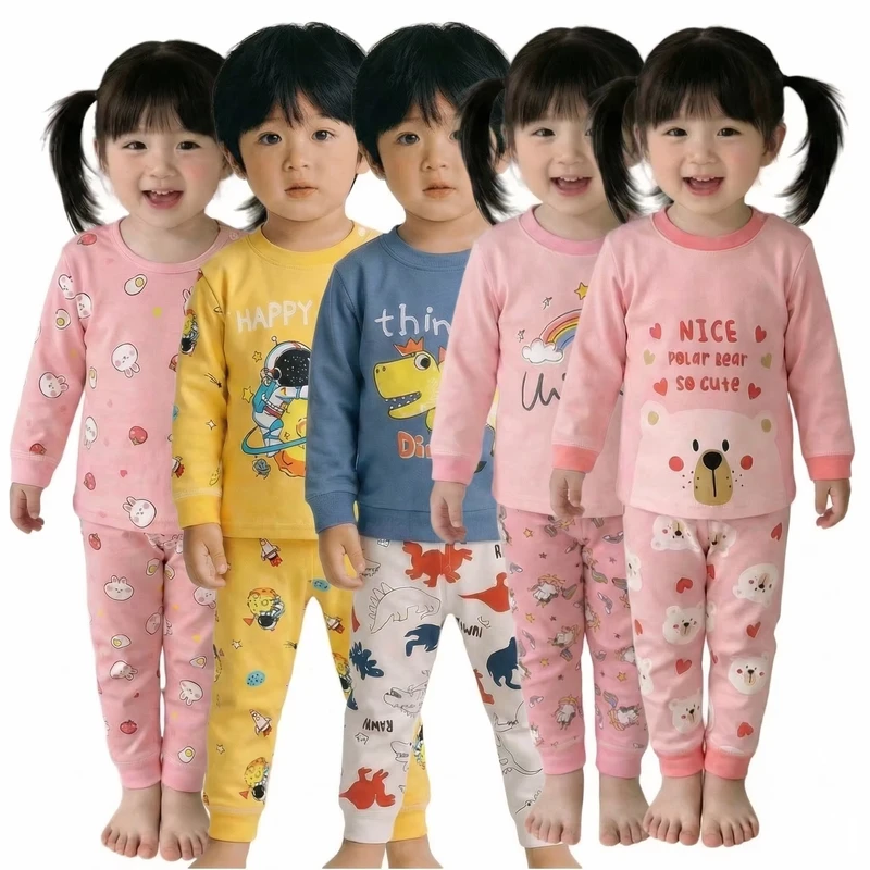 CHINEE Girl Baby 1 6 Years Sleeping Clothes Home Wear Children Pajamas Cotton Two Piece Pajama Set for Kids