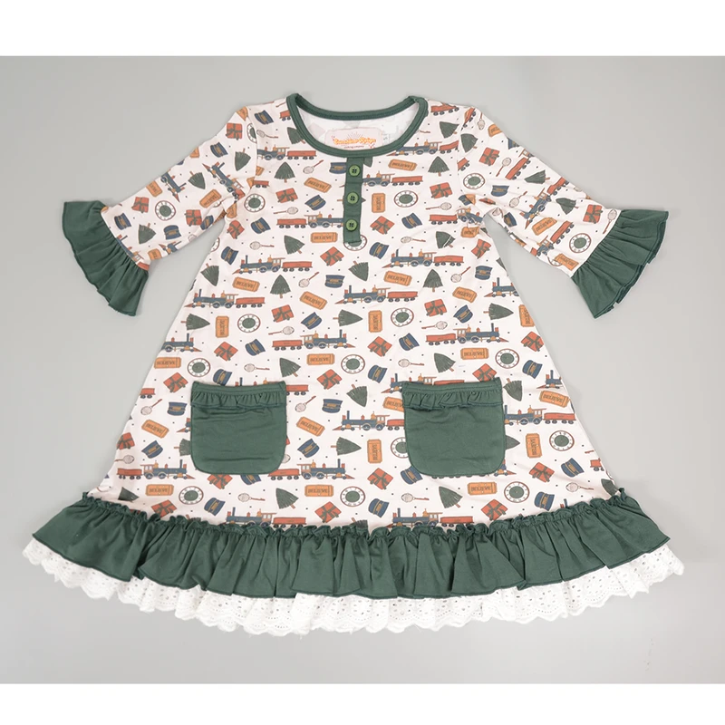 CHINEE Girls' Pajamas with Pockets Breathable Home Clothes for Spring Autumn 2 Piece Baby Suit for Children