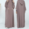 CHINEE HOT Model Jilbab Hijab Abaya Robe Women Crinkle Solid Color Casual Batwing Sleeve Tassel Hooded Dress Muslim Saudi Prayer Kaftan