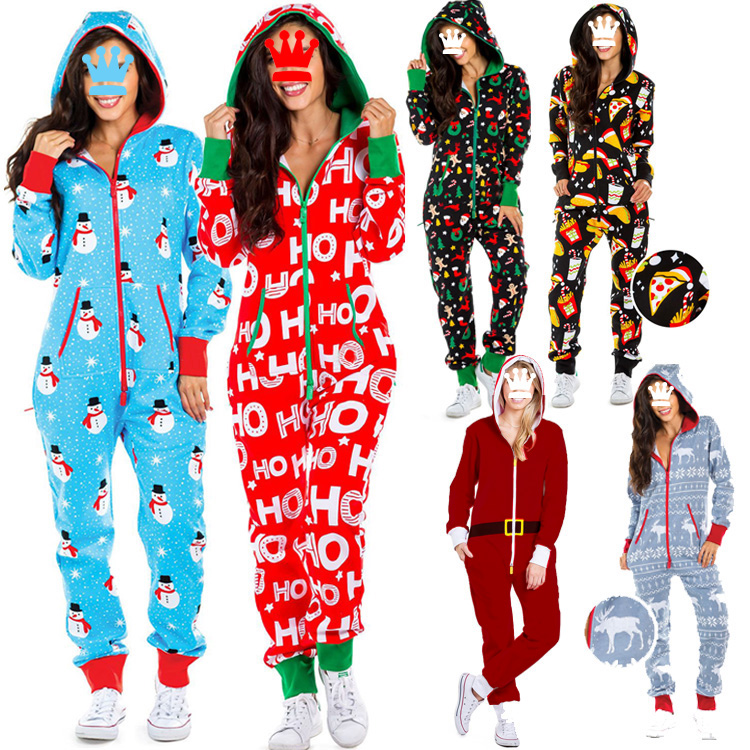 CHINEE HSZ SU1914 Christmas Home Wear Pajamas Adult Clothing Pyjamas Pijama Women's Sleepwear Nightwear Cartoon One Piece Adult Onesie