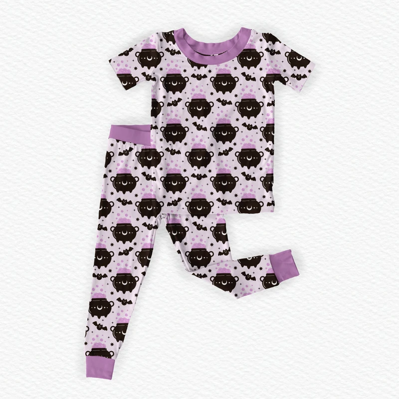 CHINEE Halloween Casual Short Sleeve Baby Toddler Pajamas 100% Bamboo Fiber Custom Printed
