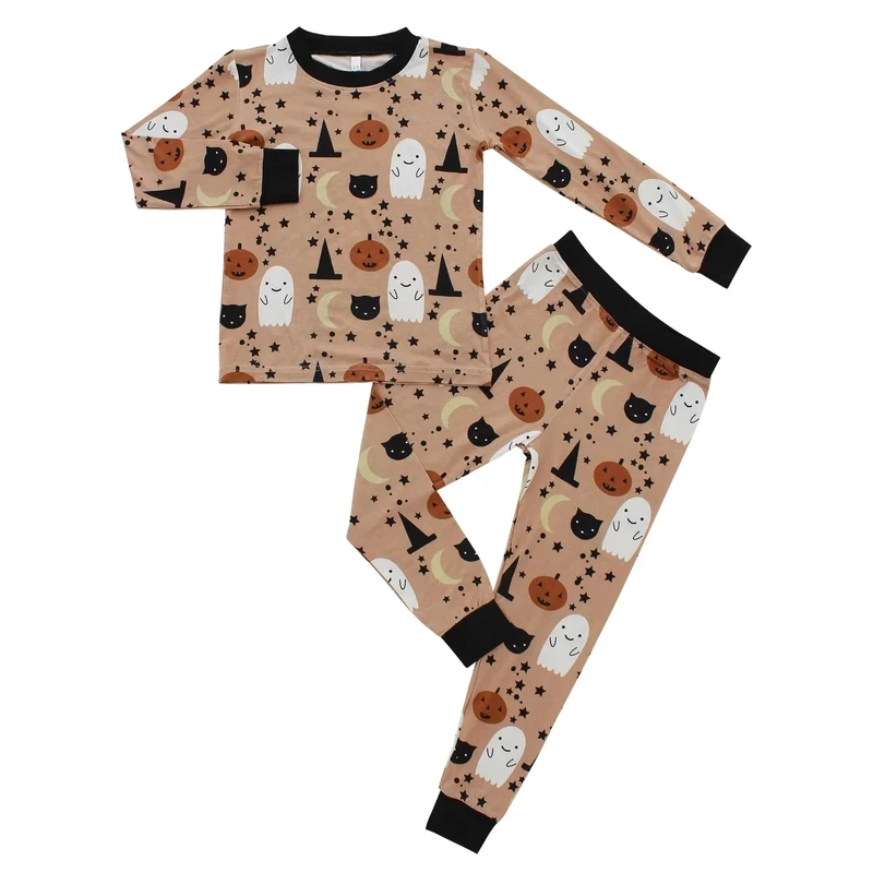 CHINEE Halloween Kids Unisex Pajamas Set Baby Trick or Treat Print Long Sleeve Cozy Soft Carnival Night Sleeper