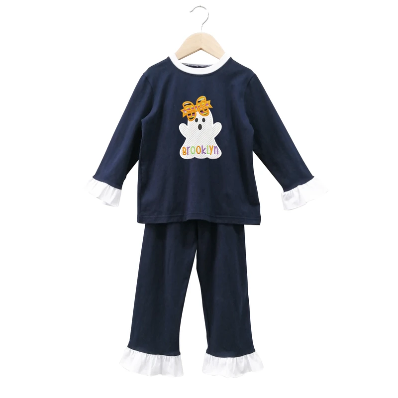 CHINEE Halloween Toddler Kids Pajamas Cute Ghost Embroidered Baby Girl Pajamas Sets