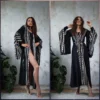 CHINEE Handmade Boho Kimono Wrap Robe Free Size Kimono Dress Block Printed Fabric for Women