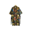 CHINEE Handmade Cotton Kimono Robe V Neck Full Sleeves Nightwear Women Summer Beach Maxi Dress Contrast Piping Front 2 Pockets Robe