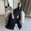 CHINEE Handmade Fashion Muslim Lasted Long Sleeve New Fashionable Hooded Sweet Lace Trimmed Polka Dot Printed Robe Style Abaya