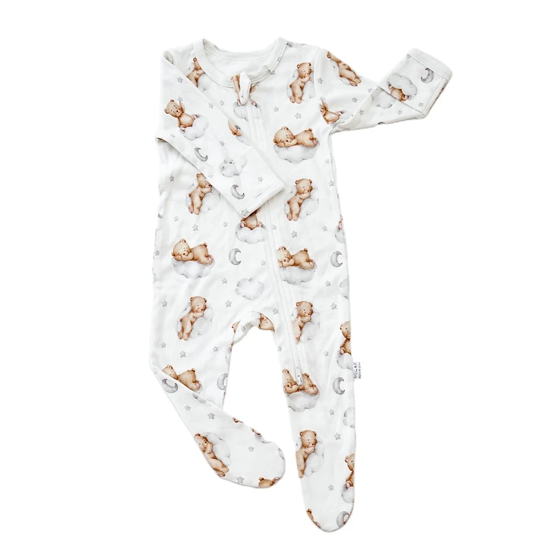 CHINEE Happy Flute Cute Summer Bamboo Cotton Baby Romper with Zipper Closure ODM Service No Fluorescent Dyes Unisex Toddler Sleepwear
