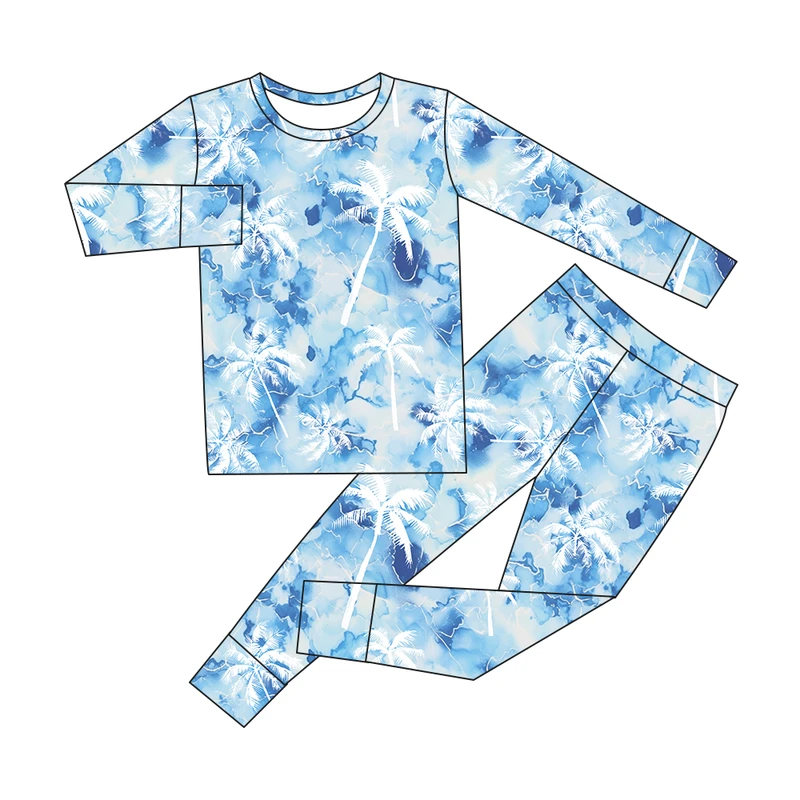 CHINEE Hawaii Print Bamboo Pajamas Sets Kids Toddler Boys Girls Daily Snug Fit Sleepwear Set