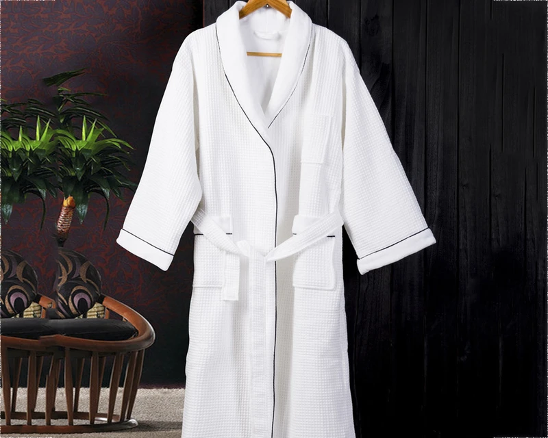 CHINEE High Class Luxury Cotton Hotel Bathrobe Fashion Soft White Plus Size Men's Sleepwear