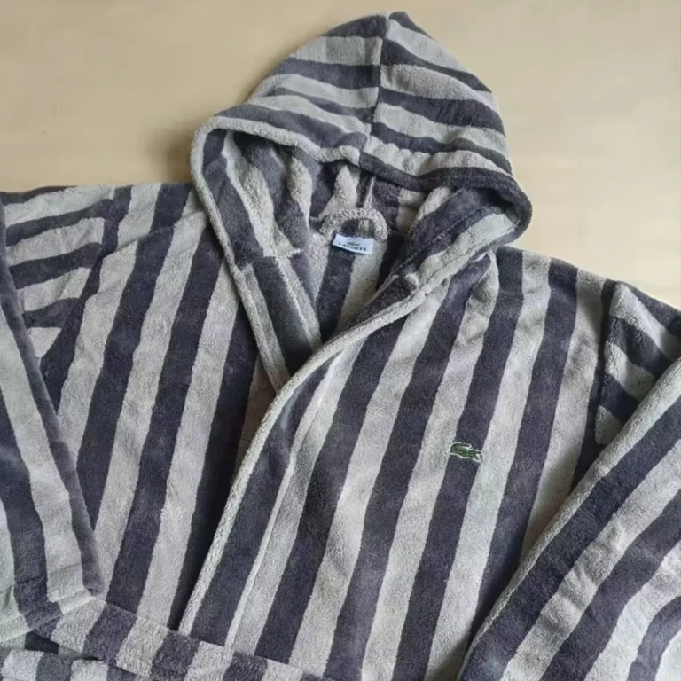 CHINEE High End Coral Velvet Striped Bathrobe Super Absorbent Home Hooded Wear For Winter Soft Skin Friendly Bathrobe