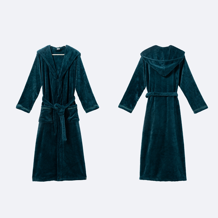 CHINEE High Quality 100 Polyester Fleece Robe Men's Sleepwear Dressing Gown Oversize Microfiber Hooded Bathrobe Men