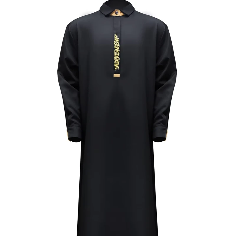 CHINEE High Quality Ethnic Style Moroccan Men's Robe with Pockets Thobe Arabic Embroidered E commerce Made of Polyester