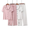 CHINEE High Quality Europe and America 8*5 Ribbed Modal Pajama Women's Spring Summer Short Sleeve Tops Homewear Modal Pajamas Women