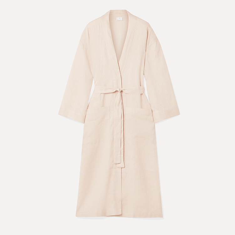 CHINEE High Quality Lady Sleepwear Icing 100% Linen Sexy Long Kimono Robes