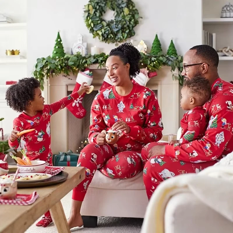 CHINEE High Quality New Arrival Mommy Me Family Matching Plus Size Plaid Breathable Thermal Pyjamas Christmas 2 Pieces Winter Holiday