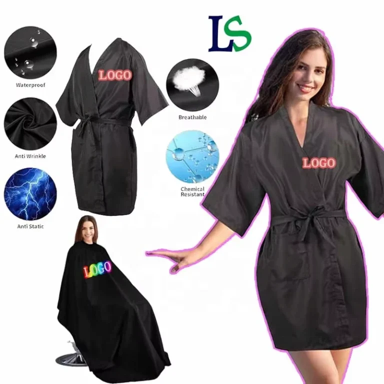 CHINEE High Quality Price Waterproof Women Bathrobe Kimono Customized Hairdressing Cape Spa Salon Robe Work Uniform