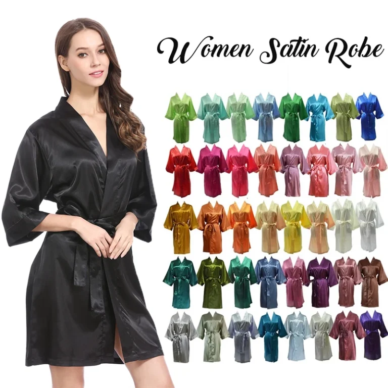 CHINEE High Quality Satin Women's Robes Wedding Morning Gown Silk Adult Spa Bathrobe Party Bride Bridesmaid Dress Robe