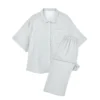 CHINEE High Quality Seamless Women's Three Quarter Sleeve Casual Pajama Set Breathable Soft 100% Cotton Woven Summer Home Wear Elastic