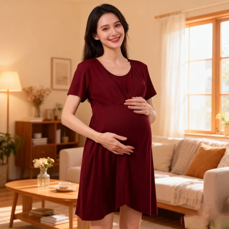 CHINEE-High-Quality-Women-Maternity-Dress-Breastfeeding-Skirt-Pregnant-Nursing-Short-Sleeve-Skirt-Maternity-Nightdress-1