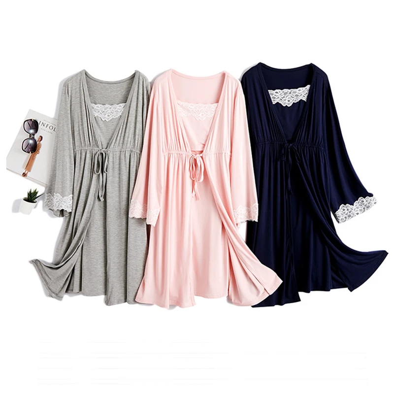 CHINEE High Quality Women's Maternity Dresses Bamboo Nightgown Customize 2 Piece Organic Cotton Nightgowns for Women